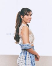 Luminous Actress Raashii Khanna in a White Blue Printed Saree Photos 03 Luminous Actress Raashii Khanna in a White Blue Printed Saree Photos 03