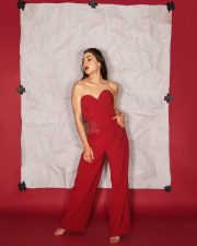 Luscious Sara Ali Khan in a Red Off Shoulder Jumpsuit Photos 04