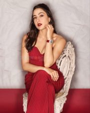 Luscious Sara Ali Khan in a Red Off Shoulder Jumpsuit Photos 06