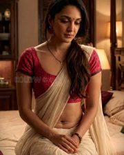 Lust Stories Hottie Kiara Advani in a White Saree with a Short Sleeved Pink Blouse Photos 02