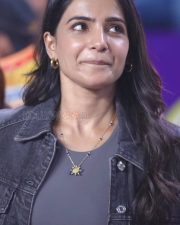 Maa Inti Bangaaram Actress Samantha Ruth Prabhu in a Grey Sleeveless Crop Top with a Black Denim Jacket and Blue Denim Jeans Stills 03