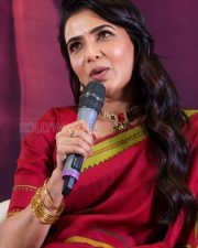 Maa Inti Bangaaram Actress Samantha Ruth Prabhu in a Red And Green Traditional Saree Photos 02
