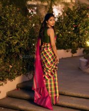 Maaman Actress Aishwarya Lekshmi in a Traditional Multi Colour Silk Saree with a Green Sleeveless Blouse Pictures 05
