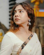 Madonna Sebastian in White Silk Saree Photo 01