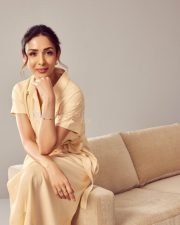 Malaika Arora in a Yellow Satin Dress Photo 01