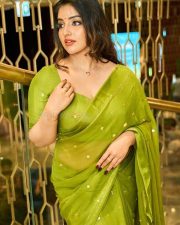 Malayalam Actress Malavika Menon in a Green Saree Pictures 02