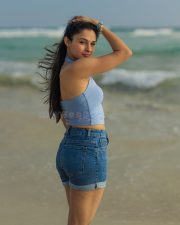 Mask Actress Andrea Jeremiah in a Colorful Beach Ensemble Photos 01