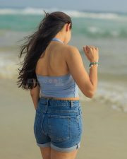 Mask Actress Andrea Jeremiah in a Colorful Beach Ensemble Photos 02