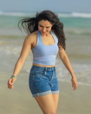 Mask Actress Andrea Jeremiah in a Colorful Beach Ensemble Photos 04