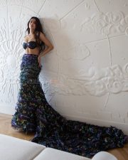 Mermaid Beauty Janhvi Kapoor in a Shimmery Two Piece Multi Color Dress with a Strapless Bralette and a Body Hugging Trail Skirt Pictures 02