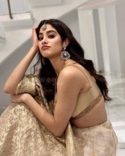 Mesmerising Janhvi Kapoor in a Manish Malhotra Golden Lehenga Dress Photos 01