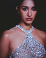 Mesmerizing Actress Disha Patani in a Silver Crystal Cut Out Mermaid Gown Photos 03