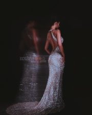 Mesmerizing Actress Disha Patani in a Silver Crystal Cut Out Mermaid Gown Photos 06