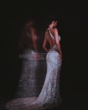 Mesmerizing Actress Disha Patani in a Silver Crystal Cut Out Mermaid Gown Photos 06