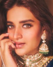 Mesmerizing Actress Nidhhi Agerwal in a Royal blue embroidered saree Photos 03