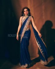Mesmerizing Actress Nidhhi Agerwal in a Royal blue embroidered saree Photos 05
