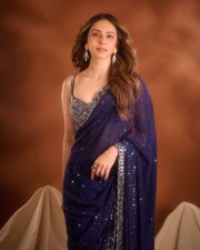 Mesmerizing Actress Rakul Preet Singh in a Navy Blue Sequin Saree Photos 03