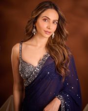 Mesmerizing Actress Rakul Preet Singh in a Navy Blue Sequin Saree Photos 07