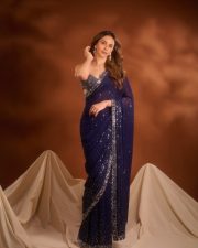 Mesmerizing Actress Rakul Preet Singh in a Navy Blue Sequin Saree Photos 09