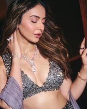 Mesmerizing Actress Rakul Preet Singh in a Silver Mirror Work Embellished Lehenga Photos 07