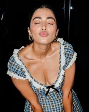 Mesmerizing Pooja Hegde in a Blue Mini Checked Dress Photos 02