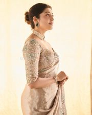 Mesmerizing Pranitha Subhash in a Cream Silk Saree with an Embroidered Blouse Photos 05