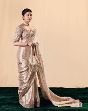Mesmerizing Pranitha Subhash in a Cream Silk Saree with an Embroidered Blouse Photos 06