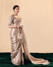 Mesmerizing Pranitha Subhash in a Cream Silk Saree with an Embroidered Blouse Photos 06
