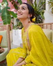 Mesmerizing Shraddha Kapoor in a Lime Green Anarkali Suit with Nose Ring and Jhumkas Photos 01
