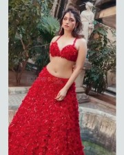 Milky White Tamannaah in a Sexy Hot Red Lehenga Photoshoot Stills 01
