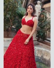 Milky White Tamannaah in a Sexy Hot Red Lehenga Photoshoot Stills 01