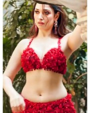 Milky White Tamannaah in a Sexy Hot Red Lehenga Photoshoot Stills 03