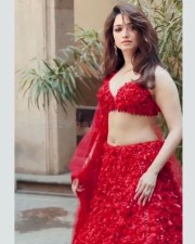 Milky White Tamannaah in a Sexy Hot Red Lehenga Photoshoot Stills 05