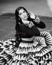 Nora Fatehi in a Black and White Printed Lehenga Choli Photo 01