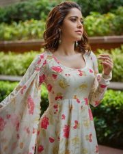 Nushrratt Bharuccha in a Floral Anarkali Dress Photos 02