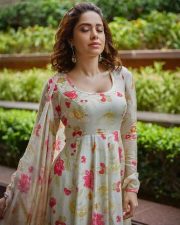 Nushrratt Bharuccha in a Floral Anarkali Dress Photos 03