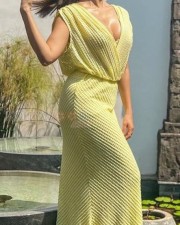 Nushrratt Bharuccha in a Yellow Maxi Dress Photos 02