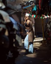 O Manchi Ghost Actress Nandita Swetha in a Black Bralette Crop Top with a Light Blue Jeans and Brown Jacket Pictures 03 O Manchi Ghost Actress Nandita Swetha in a Black Bralette Crop Top with a Light Blue Jeans and Brown Jacket Pictures 03