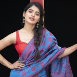 Sanchita Shetty 5 Party Movie Actress Sanchita Shetty Blue Saree Photoshoot Stills
