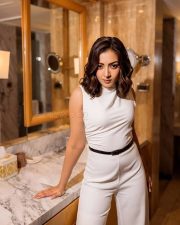 Phani Actress Catherine Tresa in a White Sleeveless Jumpsuit Pictures 02