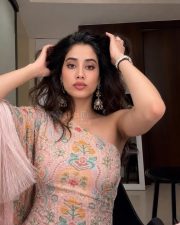 Pretty Actress Janhvi Kapoor in a Pink One Shoulder Top Photos 01