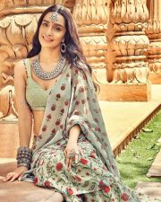 Pretty Beauty Shraddha Kapoor in a Green Floral Printed Ruffle Saree with Matching Blouse Pictures 05