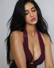 Provocative Disha Patani Cleavage in a Backless Brown Halter Neck Top Photos 02