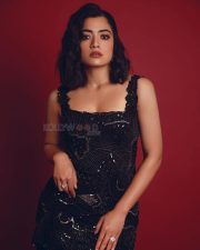 Pushpa 2 Heroine Rashmika Mandanna in a Black Sequin Gown Photos 08