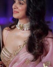 Radiant Actress Kiara Advani in a Pink Organza Saree With Gold Embroidered Blouse Photos 01