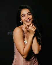 Radiant Actress Pooja Hegde in a Blush Pink Organza Strapless Gown Photos 07