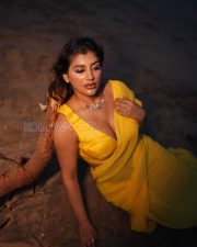 Radiant Yashika Aannand Cleavage in a Yellow Saree Photos 02 Radiant Yashika Aannand Cleavage in a Yellow Saree Photos 02