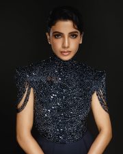 Rakt Brahmand The Bloody Kingdom Actress Samantha Ruth Prabhu in a Midnight Blue Glass Work Backless Top with a Navy Blue High Waisted Tailored Trousers Stills 03