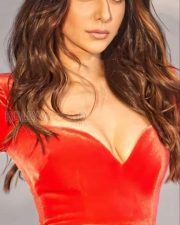 Rakul Preet Singh in a Red Velvet Midi Dress Pictures 01