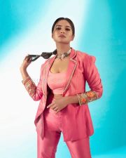Ramya Pandian in a Pink Suit Photoshoot Pictures 04